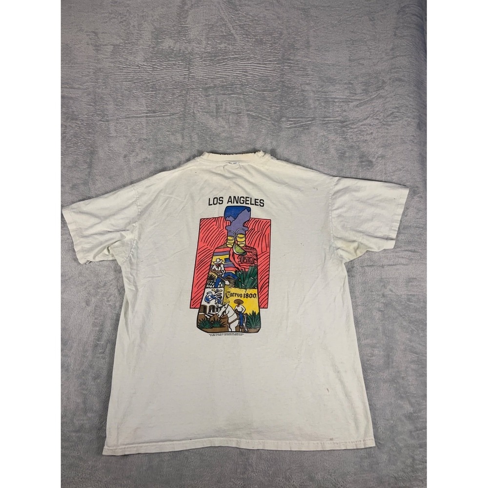 Hanes Heavyweight Men's T-Shirt XL White Large Back Graphic Vintage Shirt‎